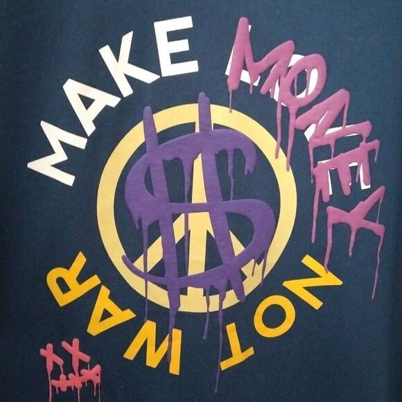 Make Money Not War Tshirt by Genuine Garments, XXL, Blue NWOT - Picture 1 of 7